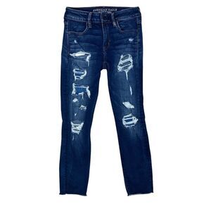 American Eagle Super Stretch Women's Jegging Crop Distressed Jeans 4 Regular